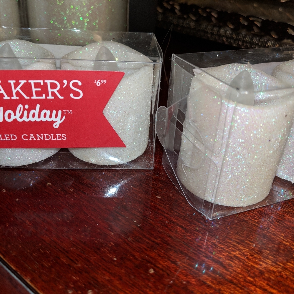 Iridescent glitter battery candles packs of 2